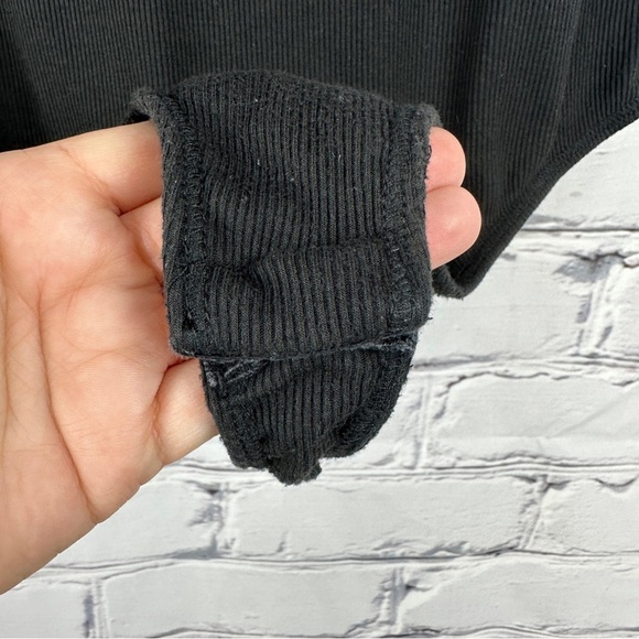 Free people Nothing But Rib Thong Bodysuit Black Medium Shoulder Cutouts - Picture 10 of 13